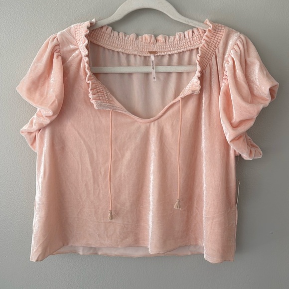 Free People Terese Velvet Top in Pink Tint - Picture 2 of 5